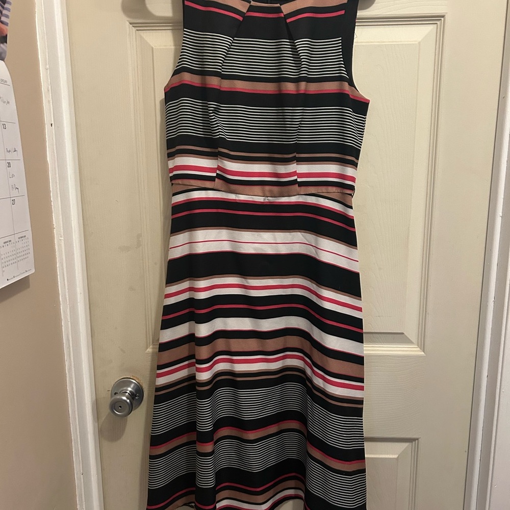Elle Multicolor horizontal Striped sleeveless Midi Dress - size small